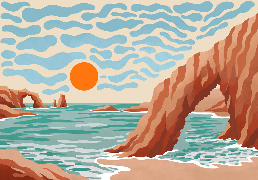 Wall mural Beach with rocks and water (SKU: t01163) Wall mural Beach with rocks and water (SKU: t01163)