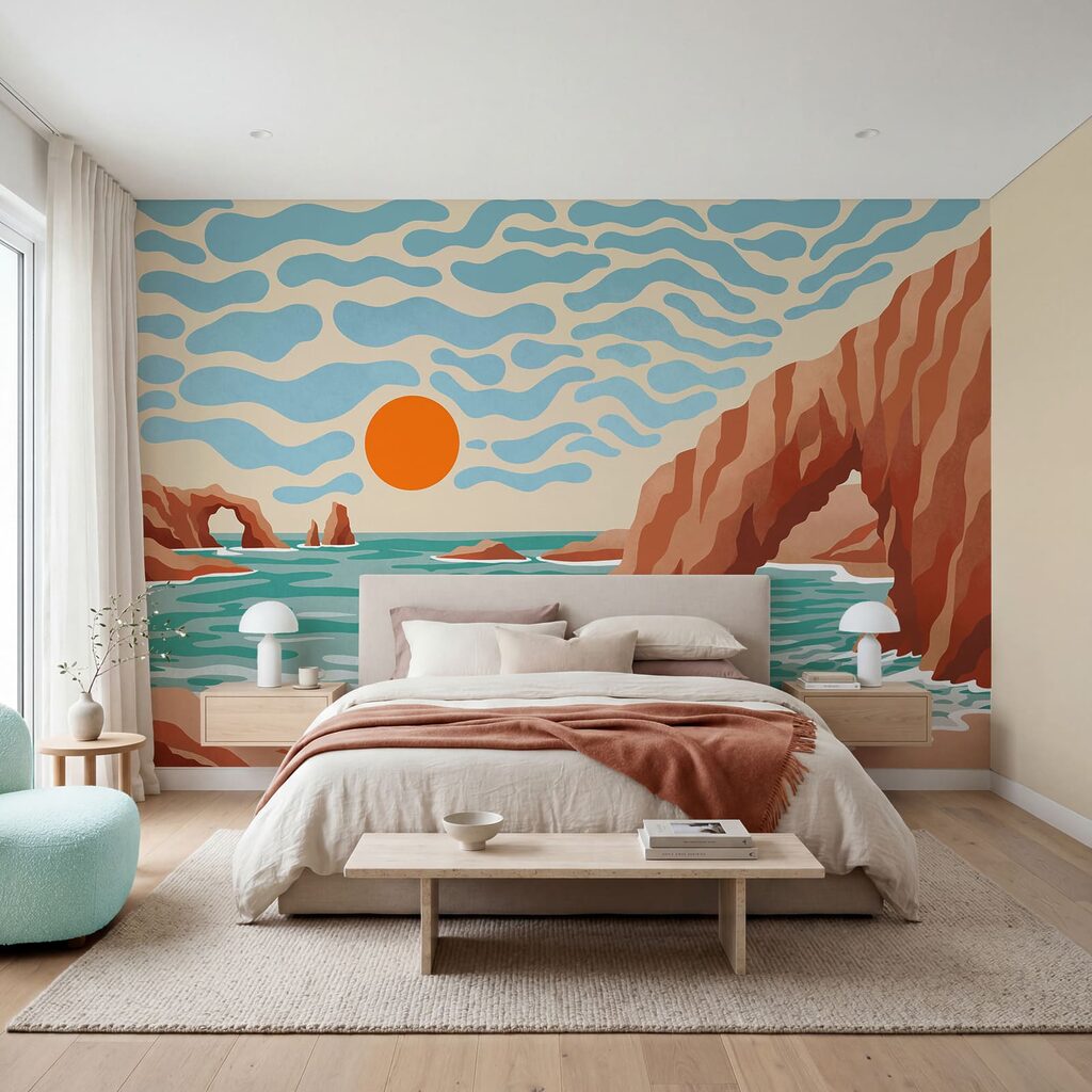 Wall mural Beach with rocks and water (SKU: t01163) Wall mural Beach with rocks and water (SKU: t01163)