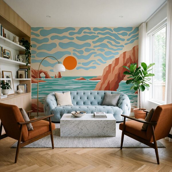 Wall mural Beach with rocks and water (SKU: t01163) Wall mural Beach with rocks and water (SKU: t01163)