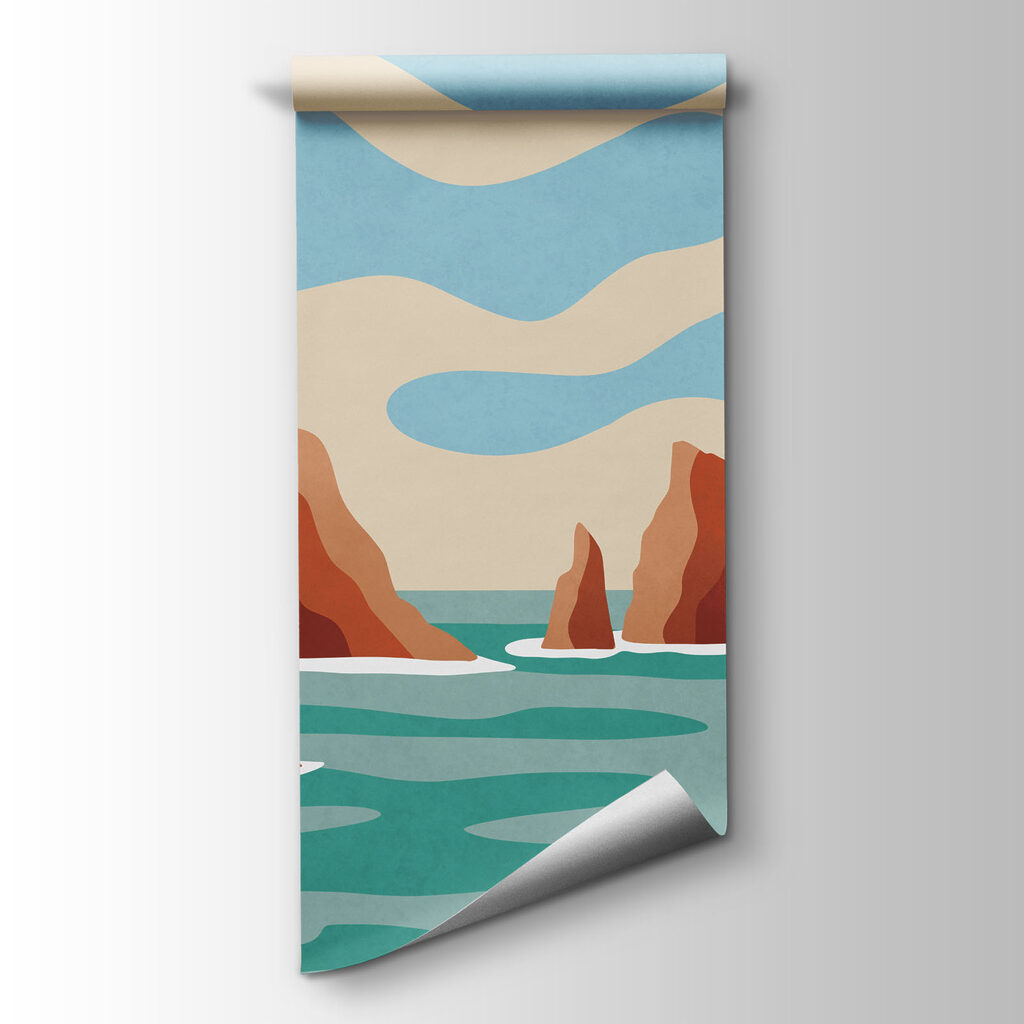 Wall mural Beach with rocks and water (SKU: t01163) Wall mural Beach with rocks and water (SKU: t01163)