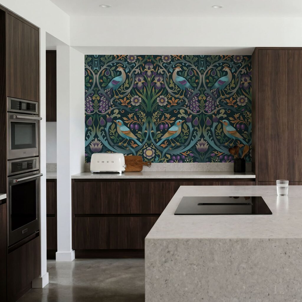 Wall mural Colorful floral pattern with birds and flowers (SKU: t01166) Wall mural Colorful floral pattern with birds and flowers (SKU: t01166)