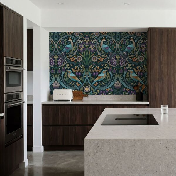 Wall mural Colorful floral pattern with birds and flowers (SKU: t01166) Wall mural Colorful floral pattern with birds and flowers (SKU: t01166)
