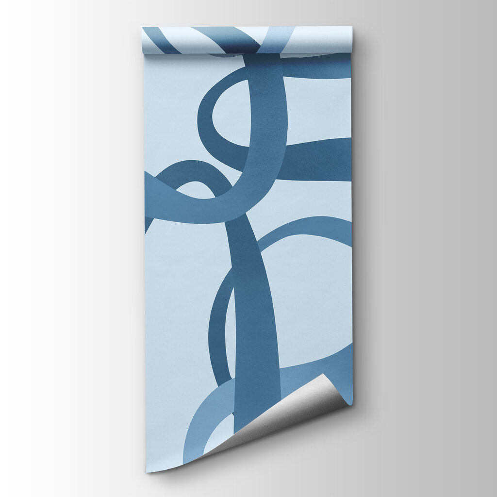 Wall mural Blue swirly lines on a white background (SKU: t01168v1) Wall mural Blue swirly lines on a white background (SKU: t01168v1)