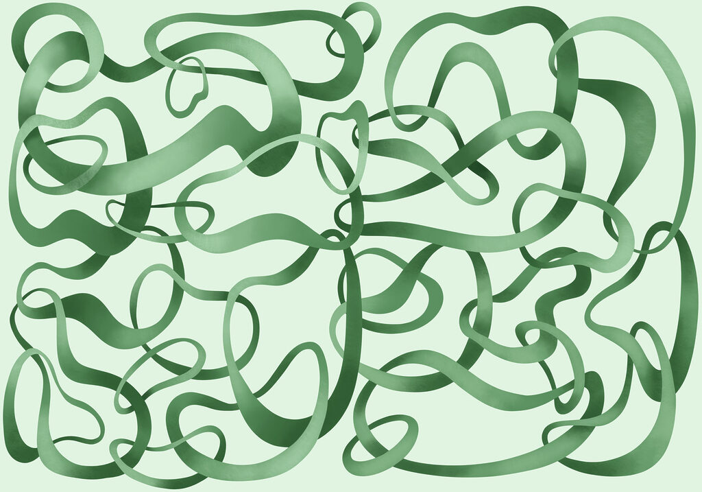 Wall mural Green curly lines on a white background (SKU: t01168v2) Wall mural Green curly lines on a white background (SKU: t01168v2)