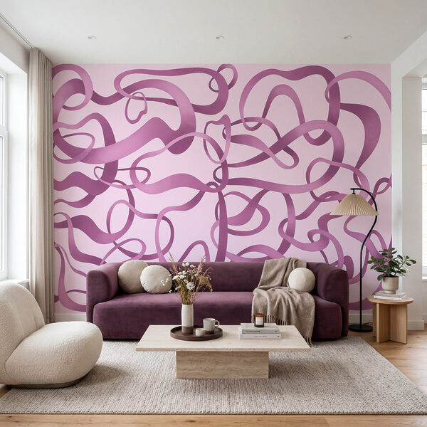 Wall mural Pink and purple swirly lines (SKU: t01168v3) Wall mural Pink and purple swirly lines (SKU: t01168v3)