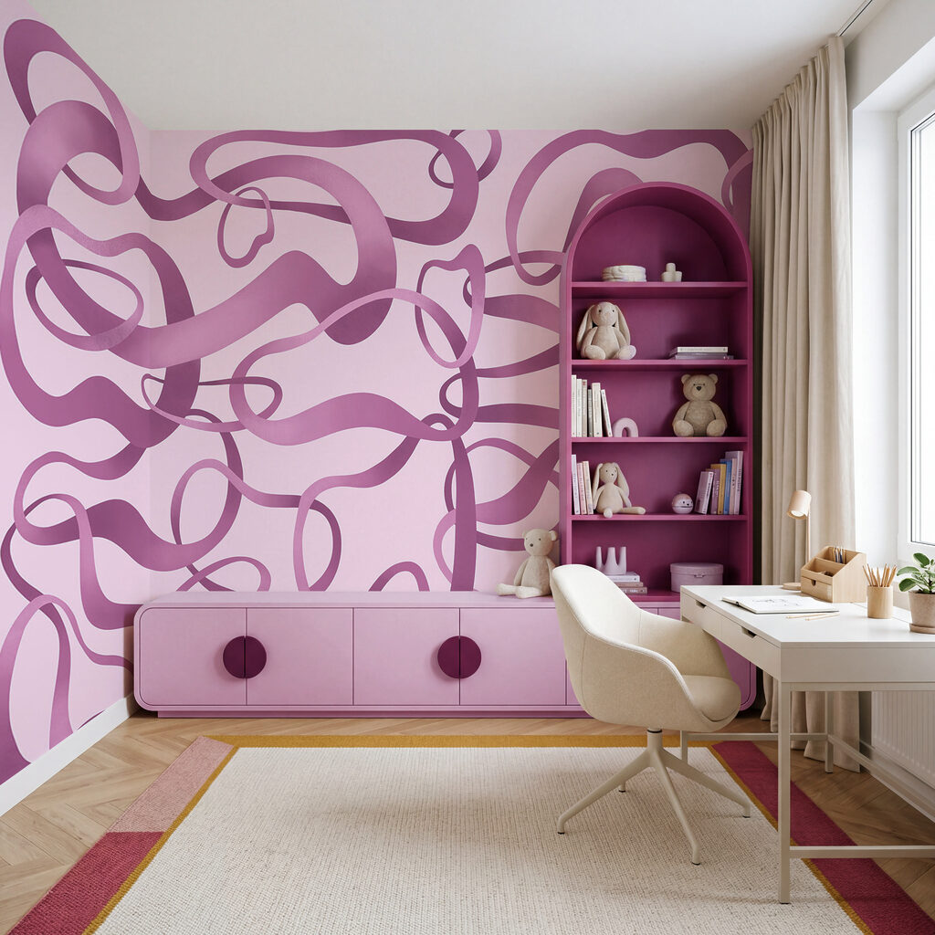 Wall mural Pink and purple swirly lines (SKU: t01168v3) Wall mural Pink and purple swirly lines (SKU: t01168v3)