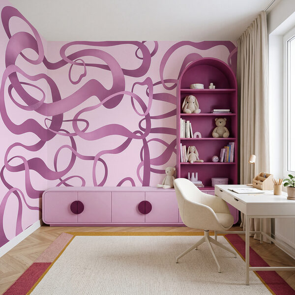 Wall mural Pink and purple swirly lines (SKU: t01168v3) Wall mural Pink and purple swirly lines (SKU: t01168v3)