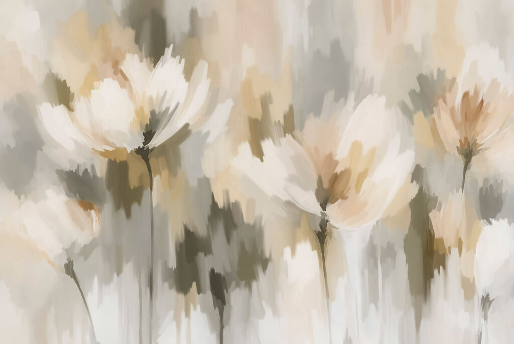 Wall mural Painting of flowers in a blurry background (SKU: t01189v1)