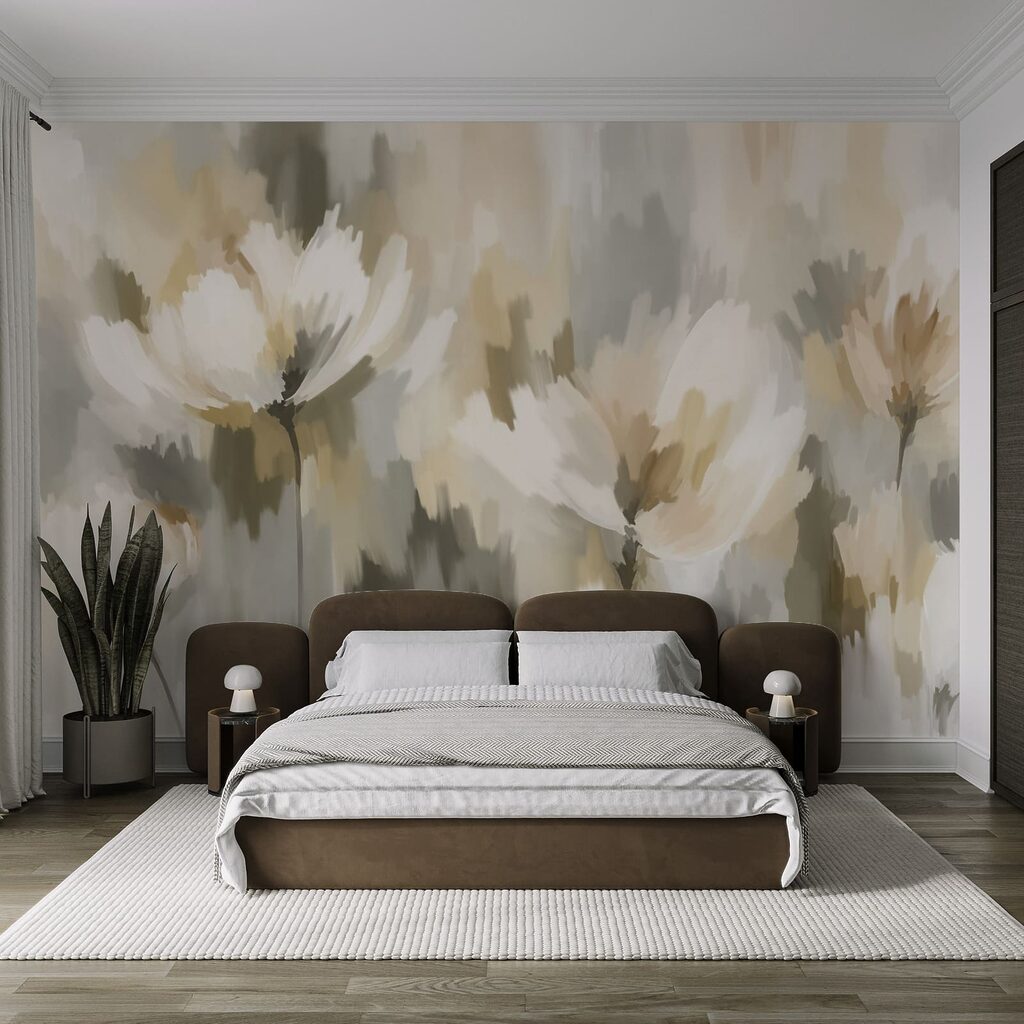 Wall mural Painting of flowers in a blurry background (SKU: t01189v1)