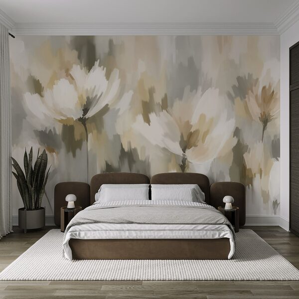 Wall mural Painting of flowers in a blurry background (SKU: t01189v1)
