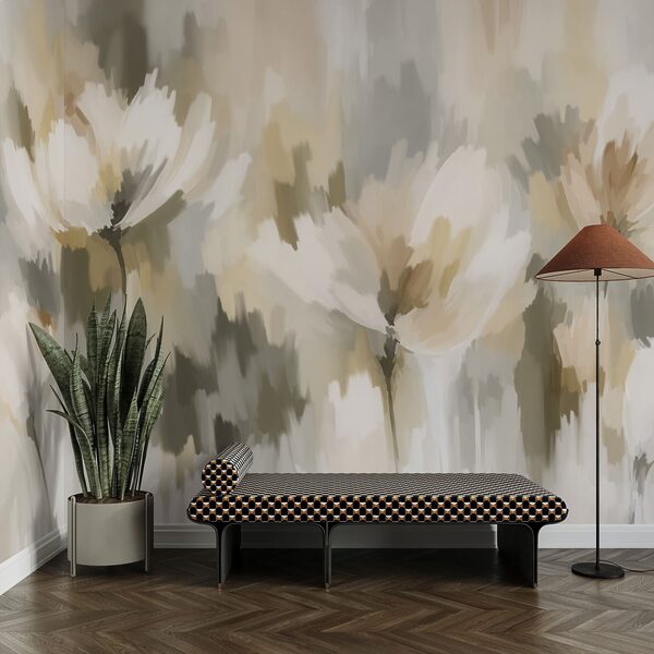 Wall mural Painting of flowers in a blurry background (SKU: t01189v1)
