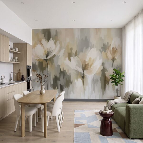 Wall mural Painting of flowers in a blurry background (SKU: t01189v1)