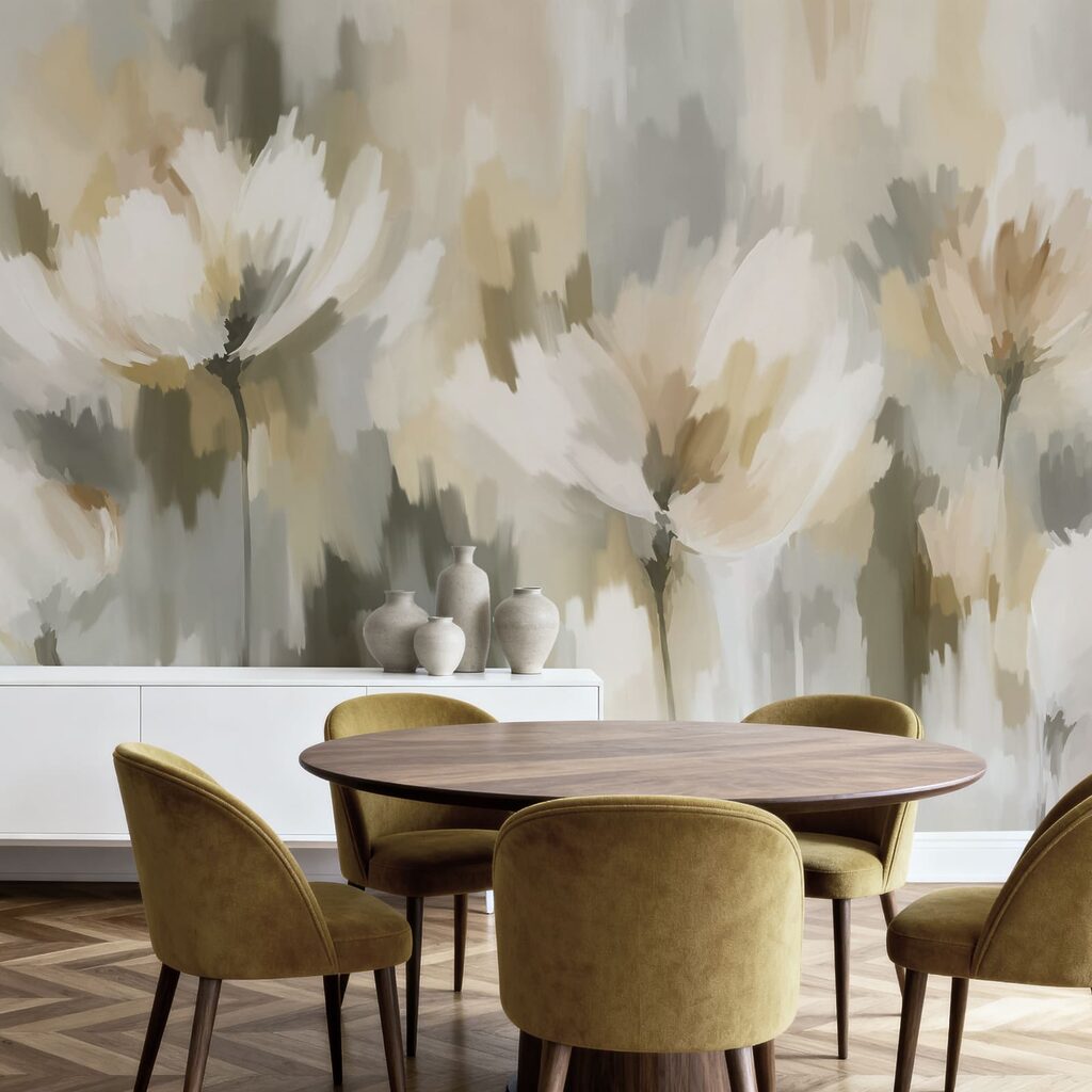Wall mural Painting of flowers in a blurry background (SKU: t01189v1)
