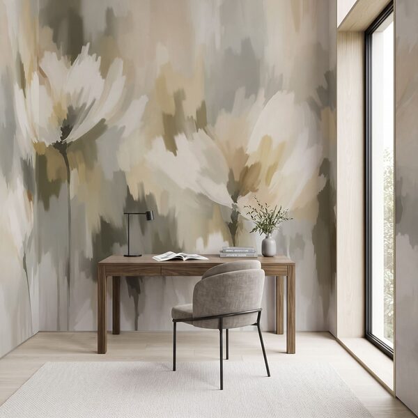 Wall mural Painting of flowers in a blurry background (SKU: t01189v1)