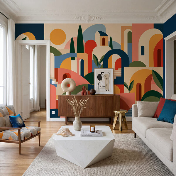 Wall mural Colorful art of a city (SKU: t01143) Wall mural Colorful art of a city (SKU: t01143)