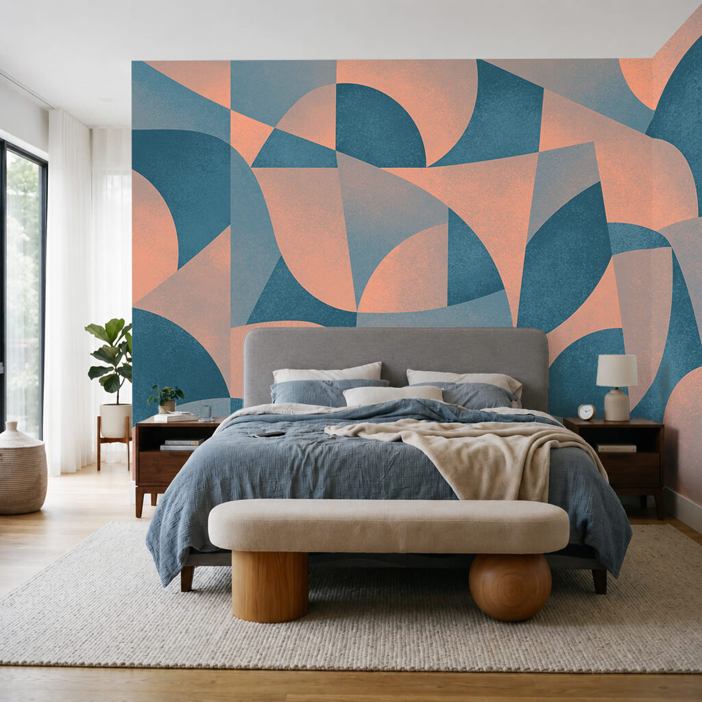 Wall mural Blue and pink geometric pattern (SKU: t01144) Wall mural Blue and pink geometric pattern (SKU: t01144)