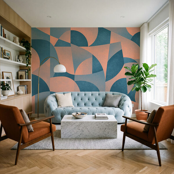 Wall mural Blue and pink geometric pattern (SKU: t01144) Wall mural Blue and pink geometric pattern (SKU: t01144)