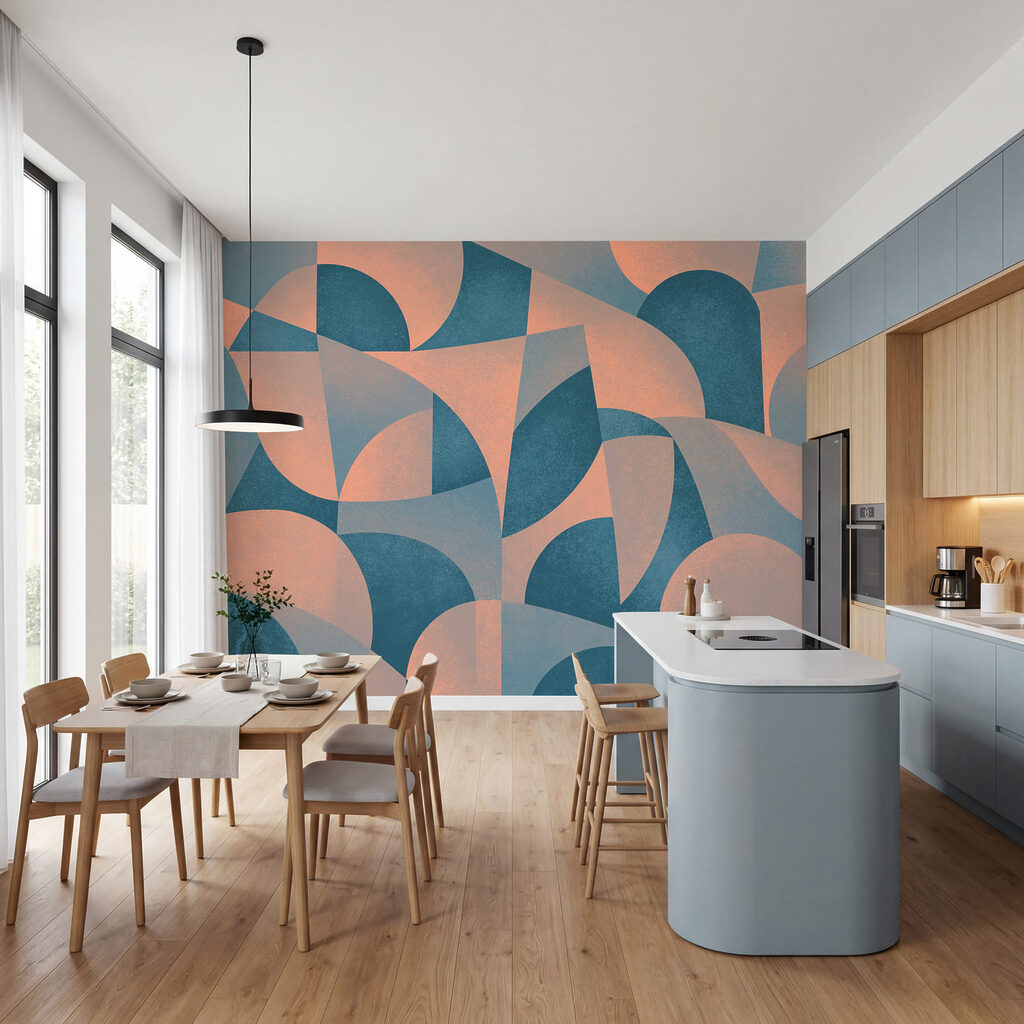 Wall mural Blue and pink geometric pattern (SKU: t01144) Wall mural Blue and pink geometric pattern (SKU: t01144)