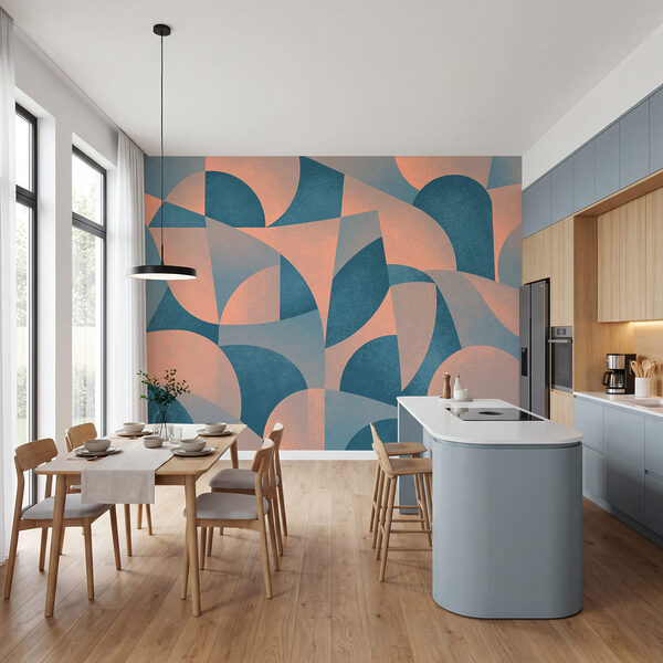 Wall mural Blue and pink geometric pattern (SKU: t01144) Wall mural Blue and pink geometric pattern (SKU: t01144)