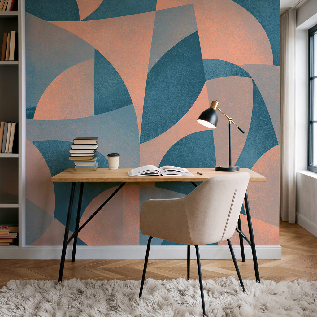 Wall mural Blue and pink geometric pattern (SKU: t01144) Wall mural Blue and pink geometric pattern (SKU: t01144)