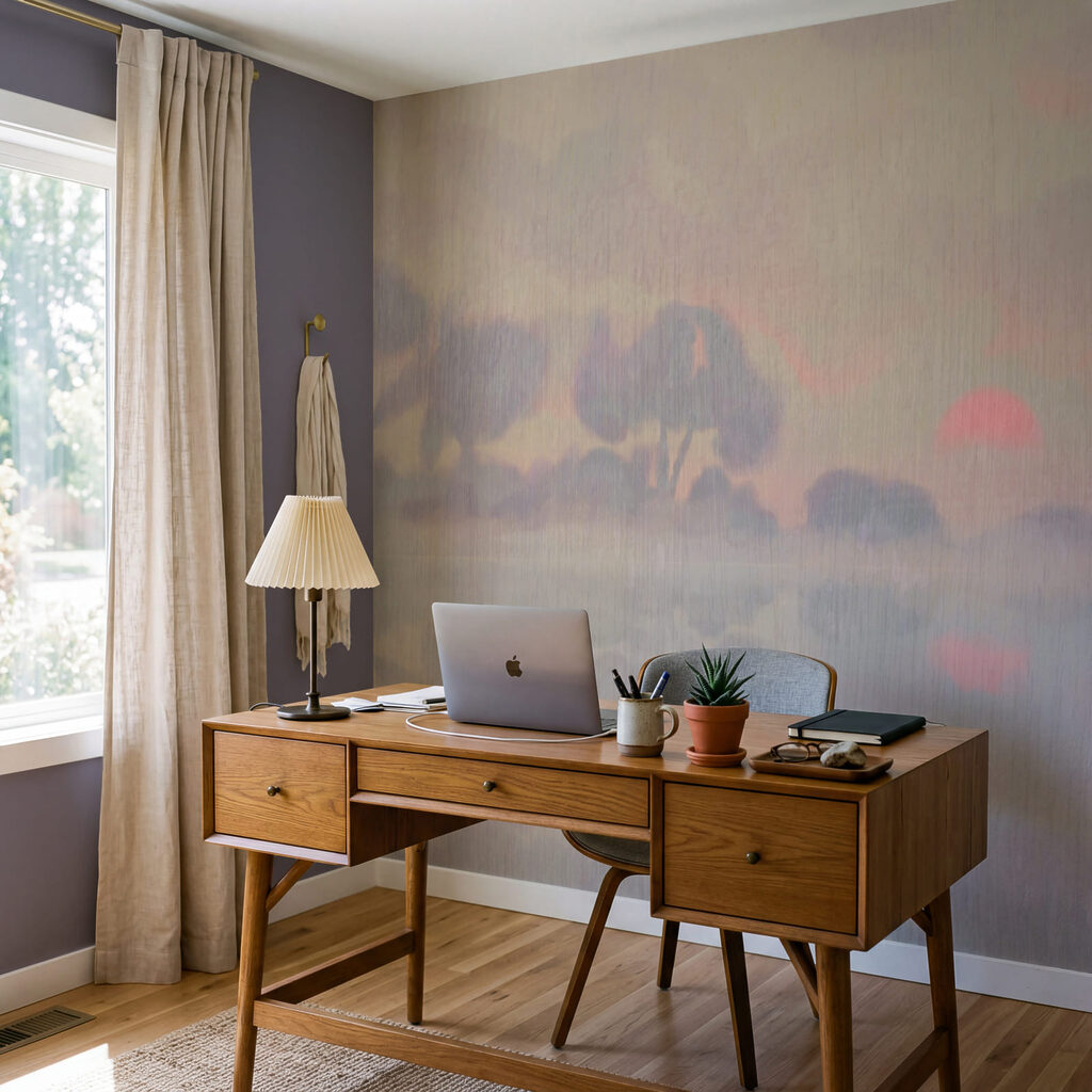 Wall mural Painting of trees and clouds (SKU: t01145)