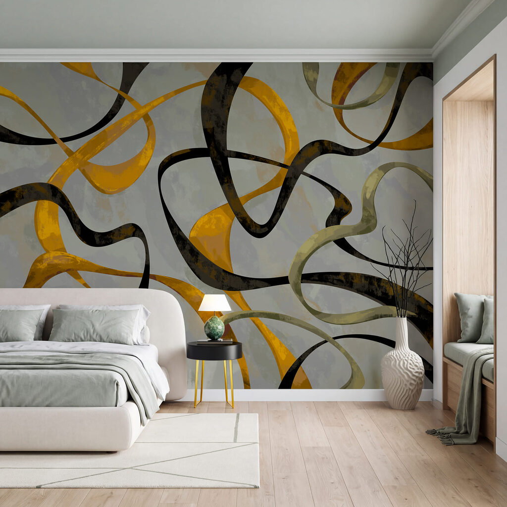 Wall mural Colorful swirls on a grey background (SKU: t01146) Wall mural Colorful swirls on a grey background (SKU: t01146)