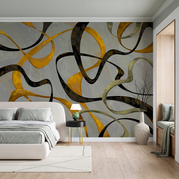 Wall mural Colorful swirls on a grey background (SKU: t01146) Wall mural Colorful swirls on a grey background (SKU: t01146)