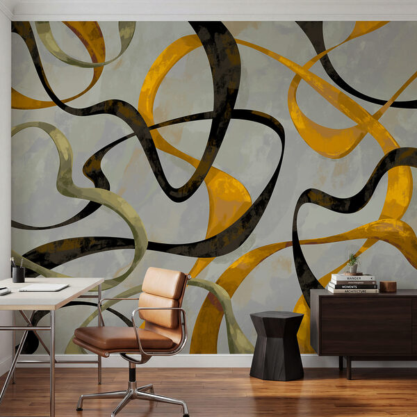 Wall mural Colorful swirls on a grey background (SKU: t01146) Wall mural Colorful swirls on a grey background (SKU: t01146)