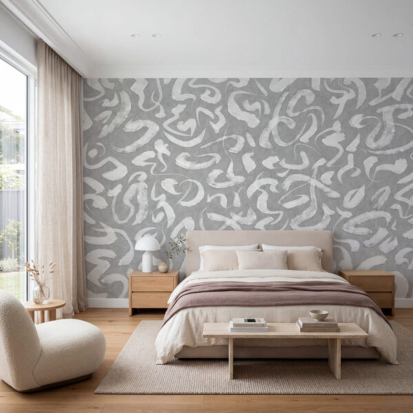 Wall mural White pattern on a grey surface (SKU: t01147) Wall mural White pattern on a grey surface (SKU: t01147)