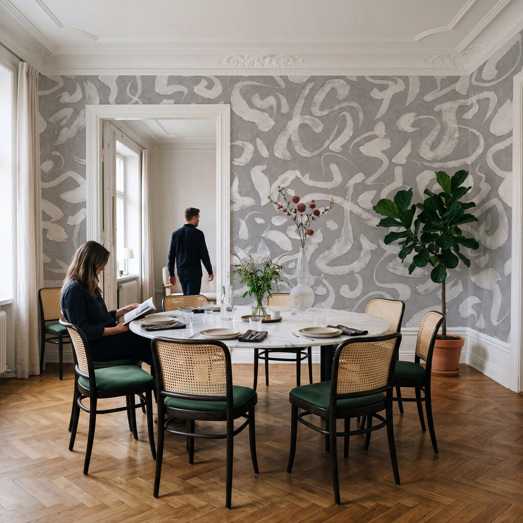 Wall mural White pattern on a grey surface (SKU: t01147) Wall mural White pattern on a grey surface (SKU: t01147)