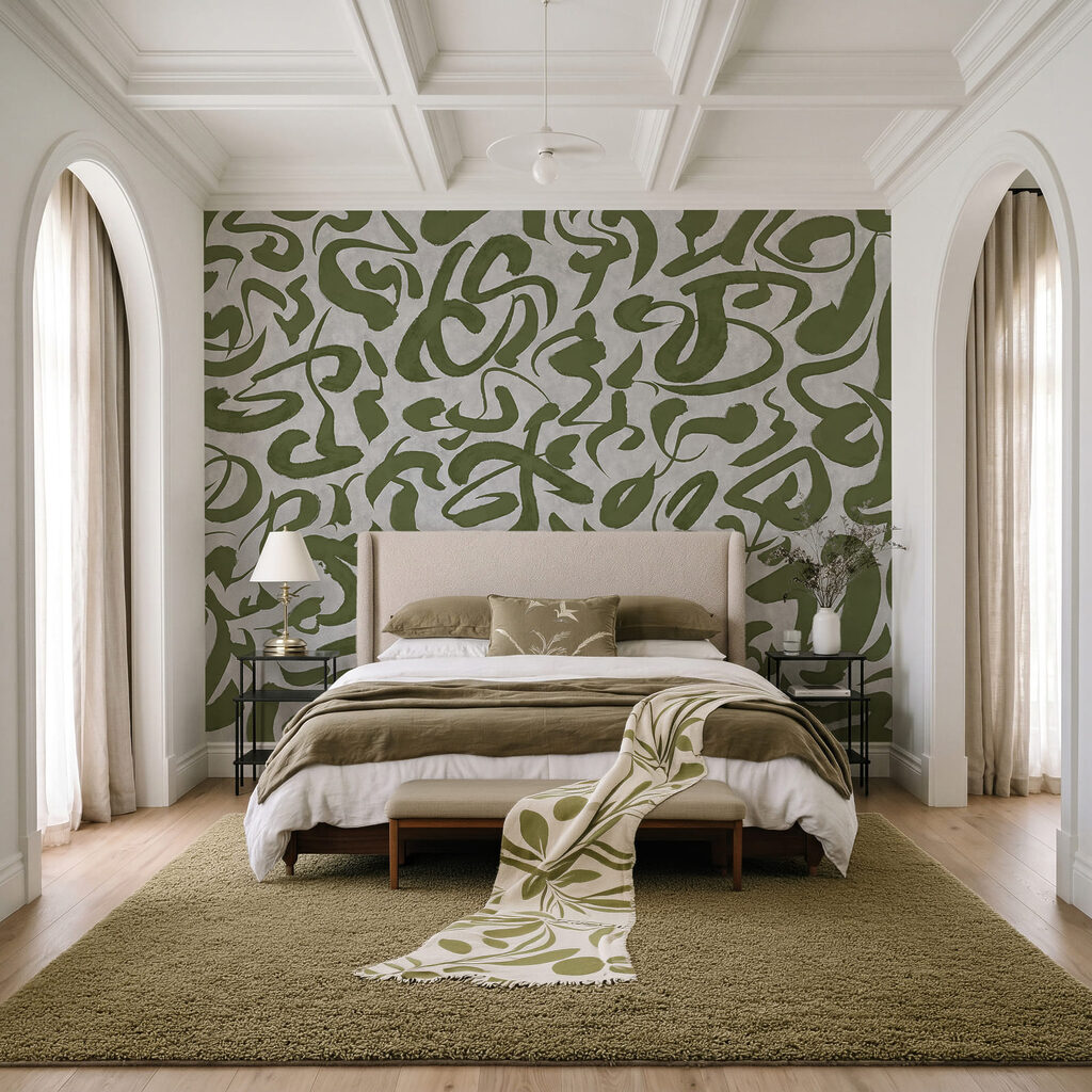 Wall mural Pattern of green and grey lines (SKU: t01147v1)