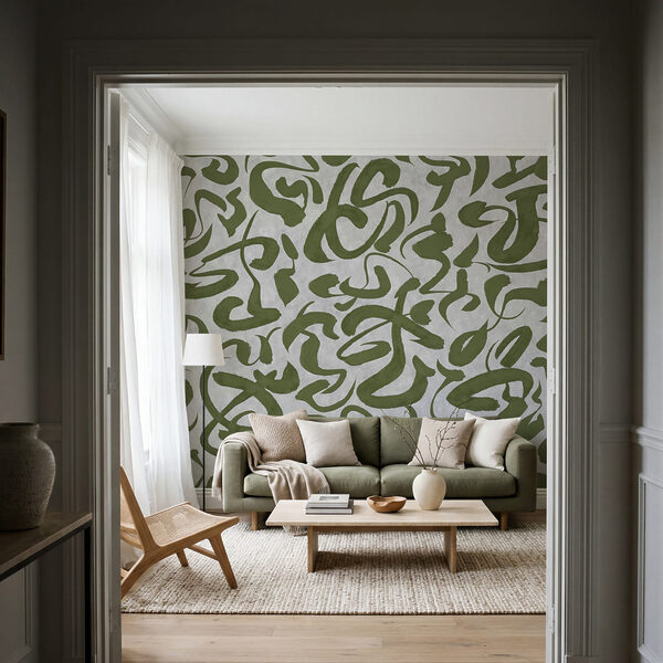 Wall mural Pattern of green and grey lines (SKU: t01147v1)