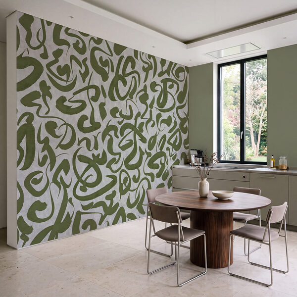 Wall mural Pattern of green and grey lines (SKU: t01147v1)